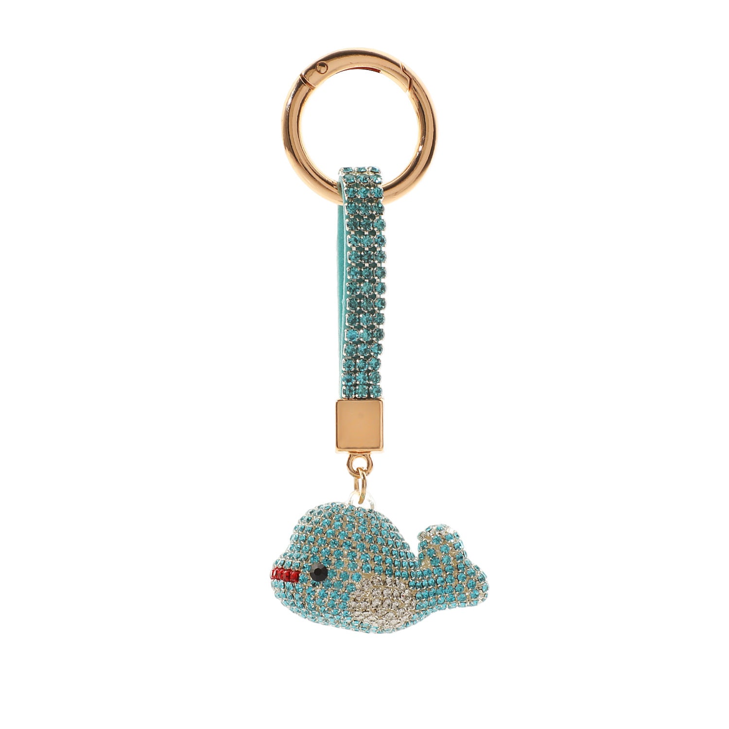 Wholesale Red Rhinestone Dolphin Keychain,  Trendy Bag Charm Car Key Accessory for Boutique Resale