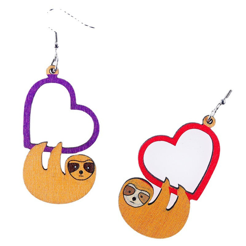 Wholesale Valentine's Day love Kaola wooden earrings