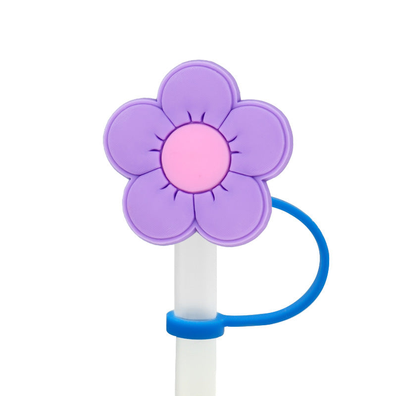 Wholesale 10PCS Plant Flowers Silicone Straw Tube Cap Straw Sleeves Straw Decorations