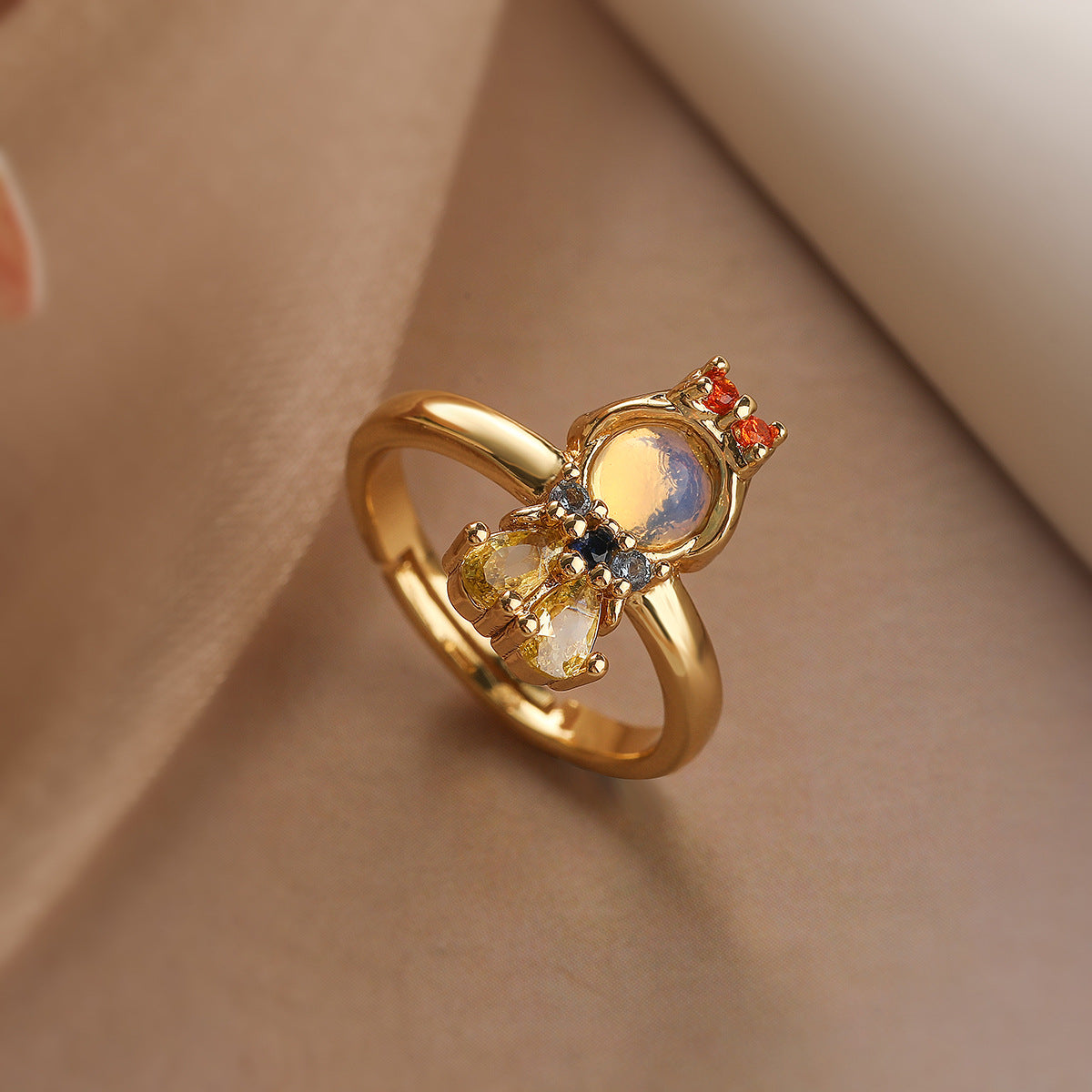 Wholesale Real Gold Zircon Princess Rings ACC-RS-AoGu004