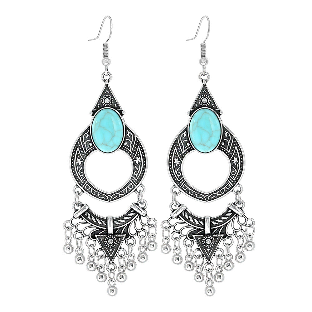 Wholesale Ethnic Style Geometric Acrylic Turquoise Earrings for Women Fashion Jewelry