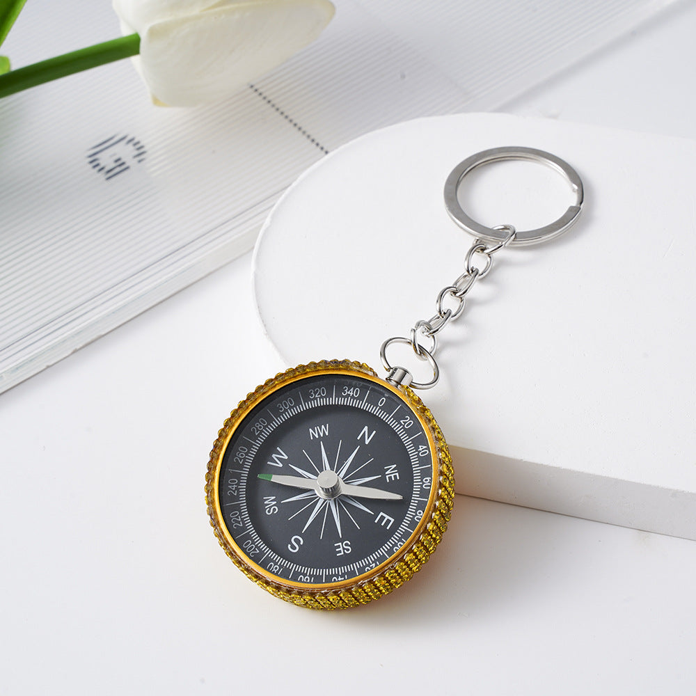 Wholesale Rhinestone Outdoor Mini Aluminum Alloy Compass Keychain Keychains Accessories ACC-KC-ZhiYa011