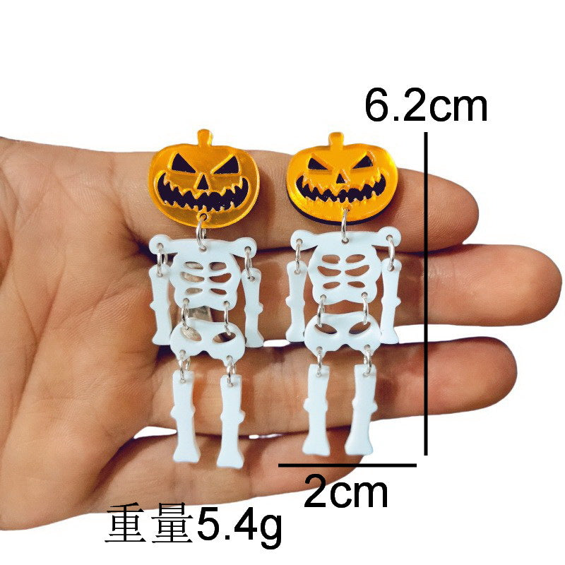 Wholesale  Pumpkin Skull Acrylic Earrings Fashion Party Jewelry Accessory