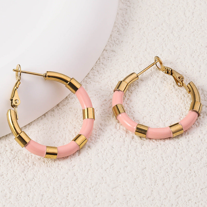Wholesale Enamel Bamboo Earrings ACC-ES-RuiX007