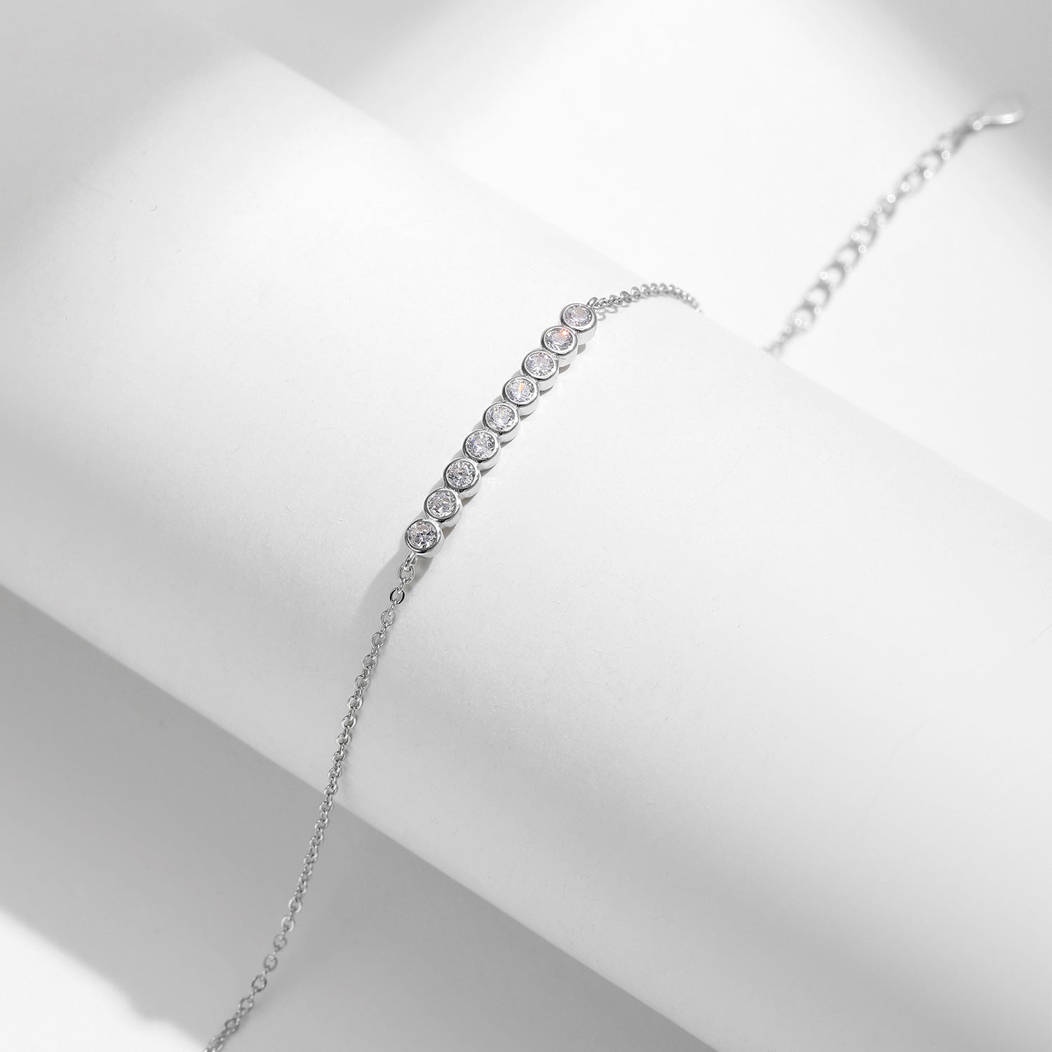 Wholesale diamond s925 silver sparkle row diamond bracelet