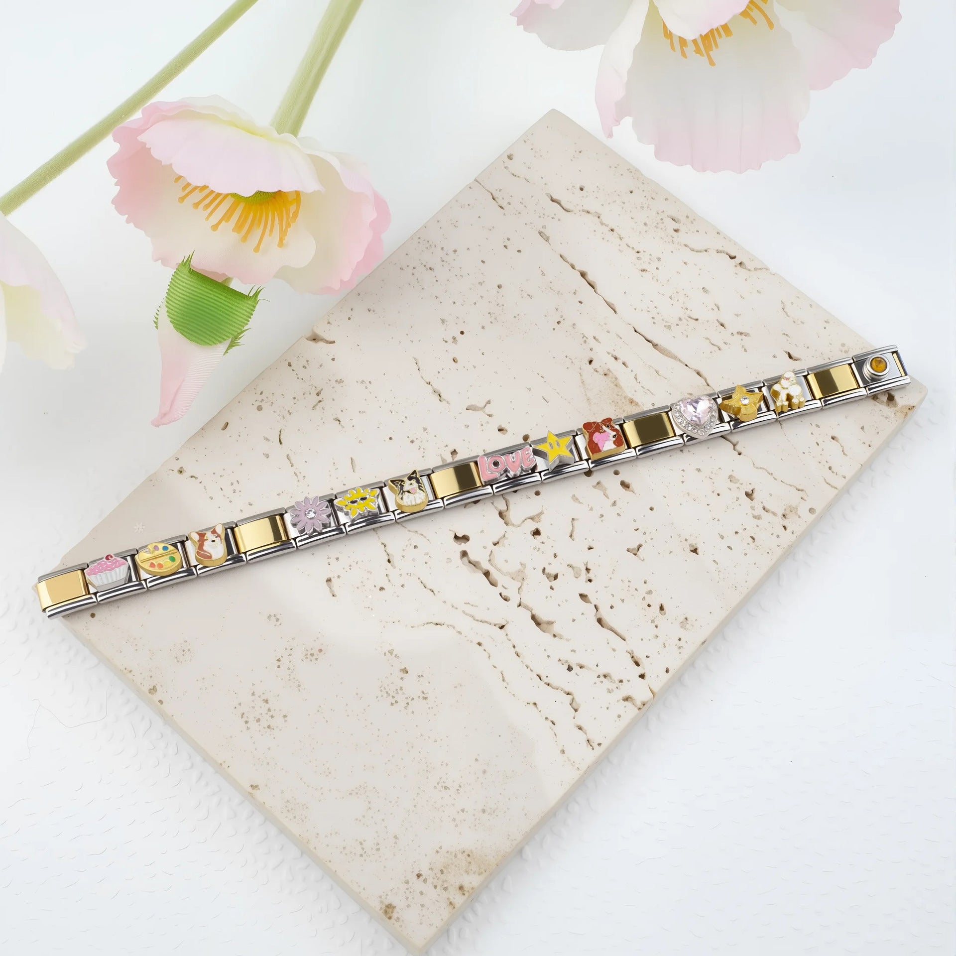 Wholesale Italian Charm Bracelet 9mm DIY Splicing Color Stainless Steel Composable Bracelet