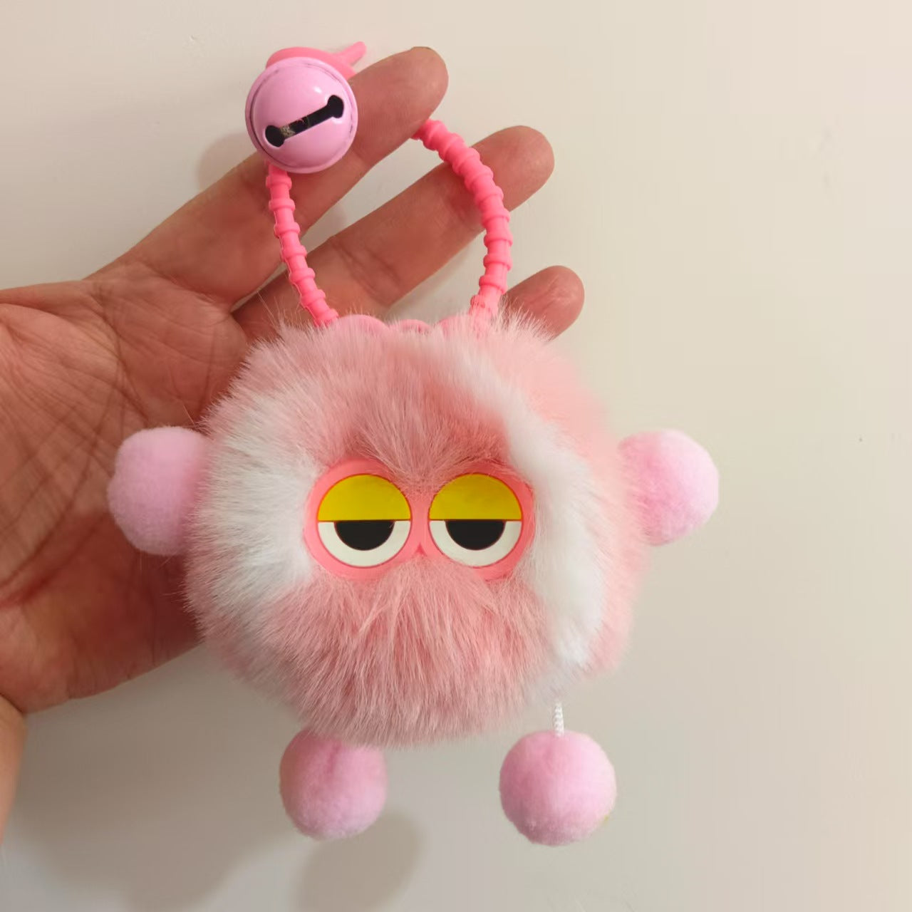 Wholesale cute little tennis ball rex rabbit fur keychain