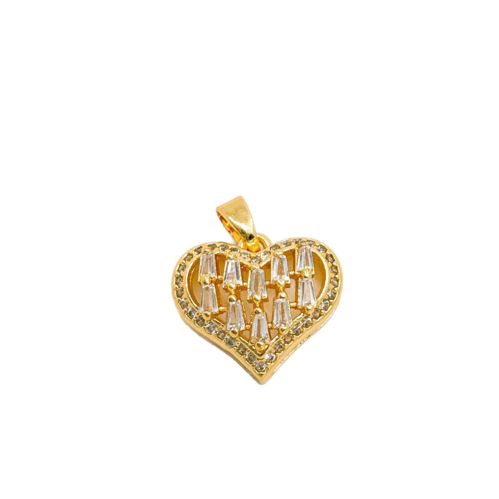 Wholesale Sweet Love Micro-Inlaid Zircon Pendant Necklace,  Gold Plated Copper,  Fashion Accessory