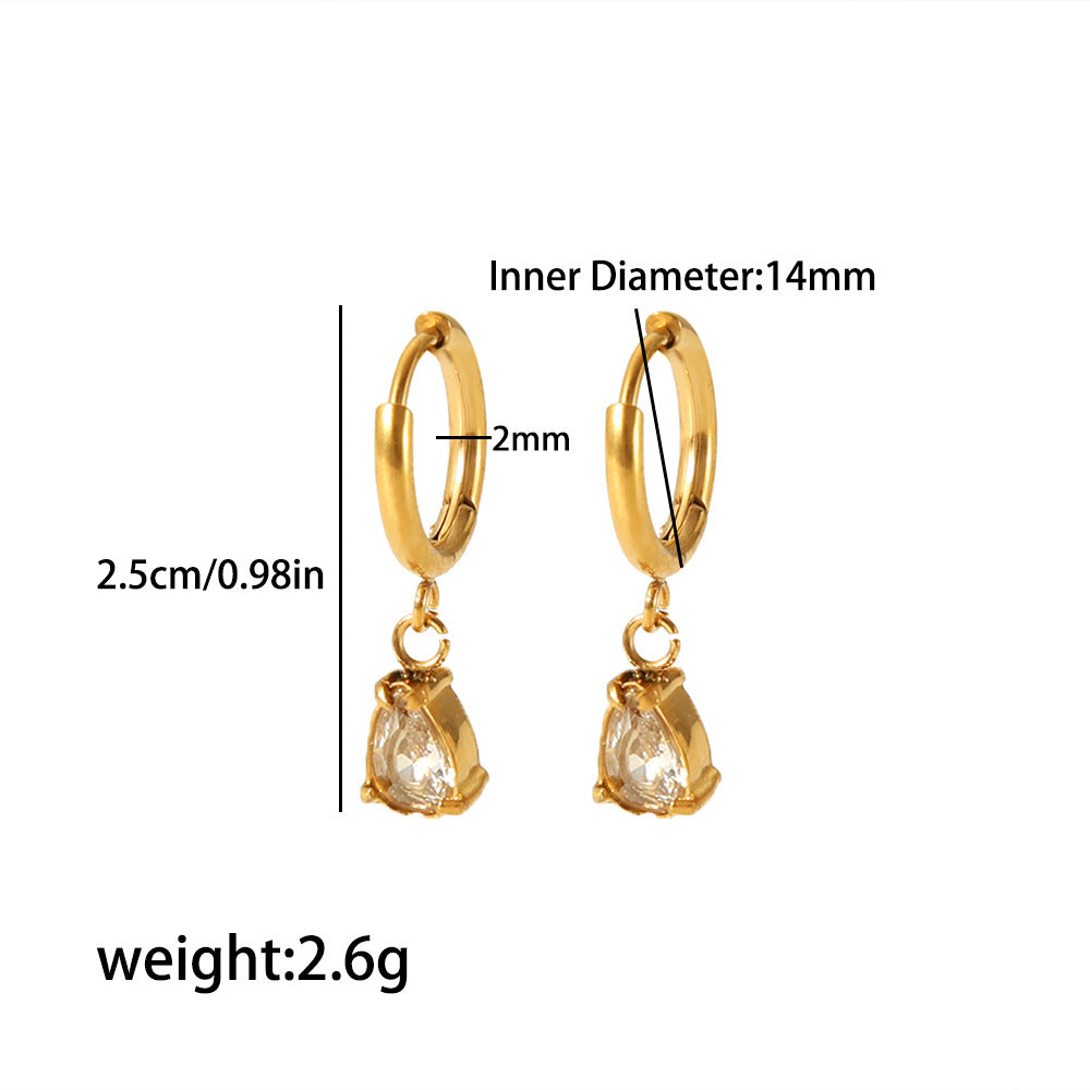 Wholesale Vintage 18K Gold Stainless Steel Inlaid Zircon Square Drop Earrings ACC-ES-LiQuan009