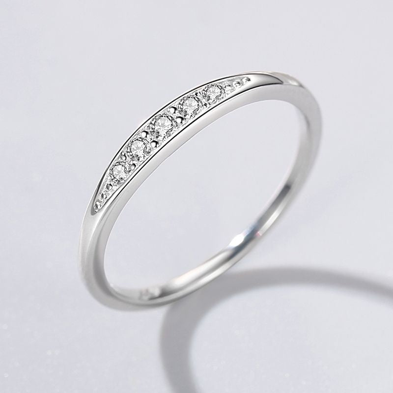Wholesale  s925 sterling silver ring  micro diamond thin row ring