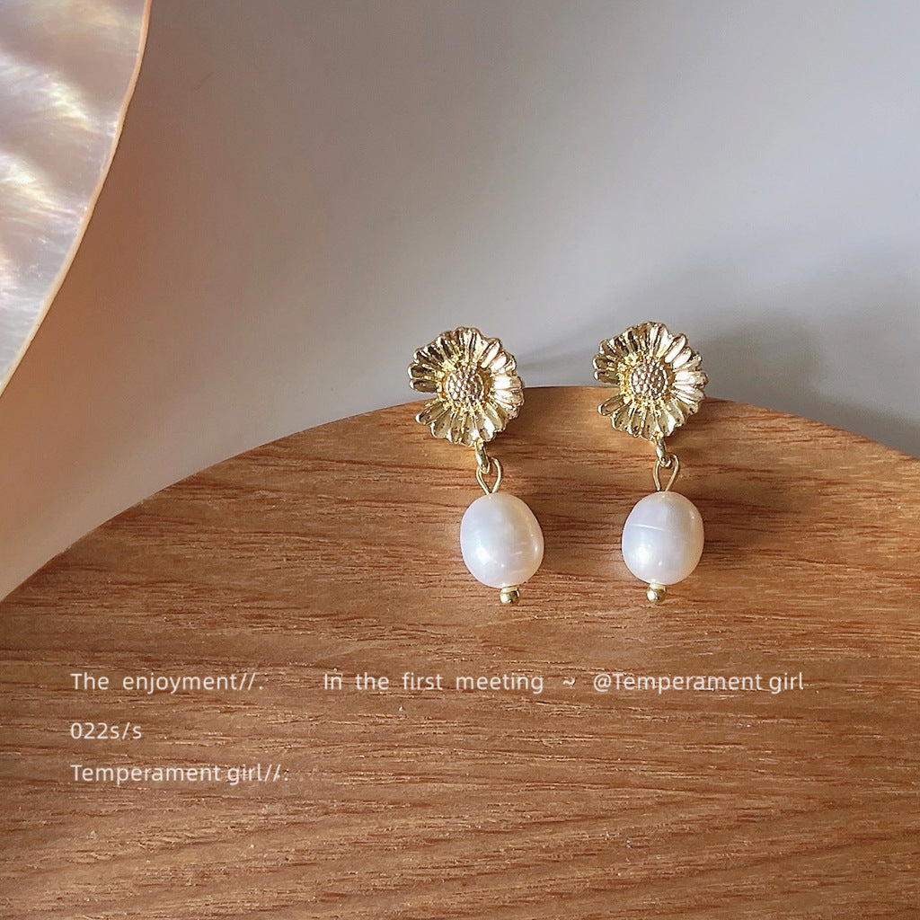 Wholesale  freshwater pearls Baroque shaped 925 silver plated 14K earrings