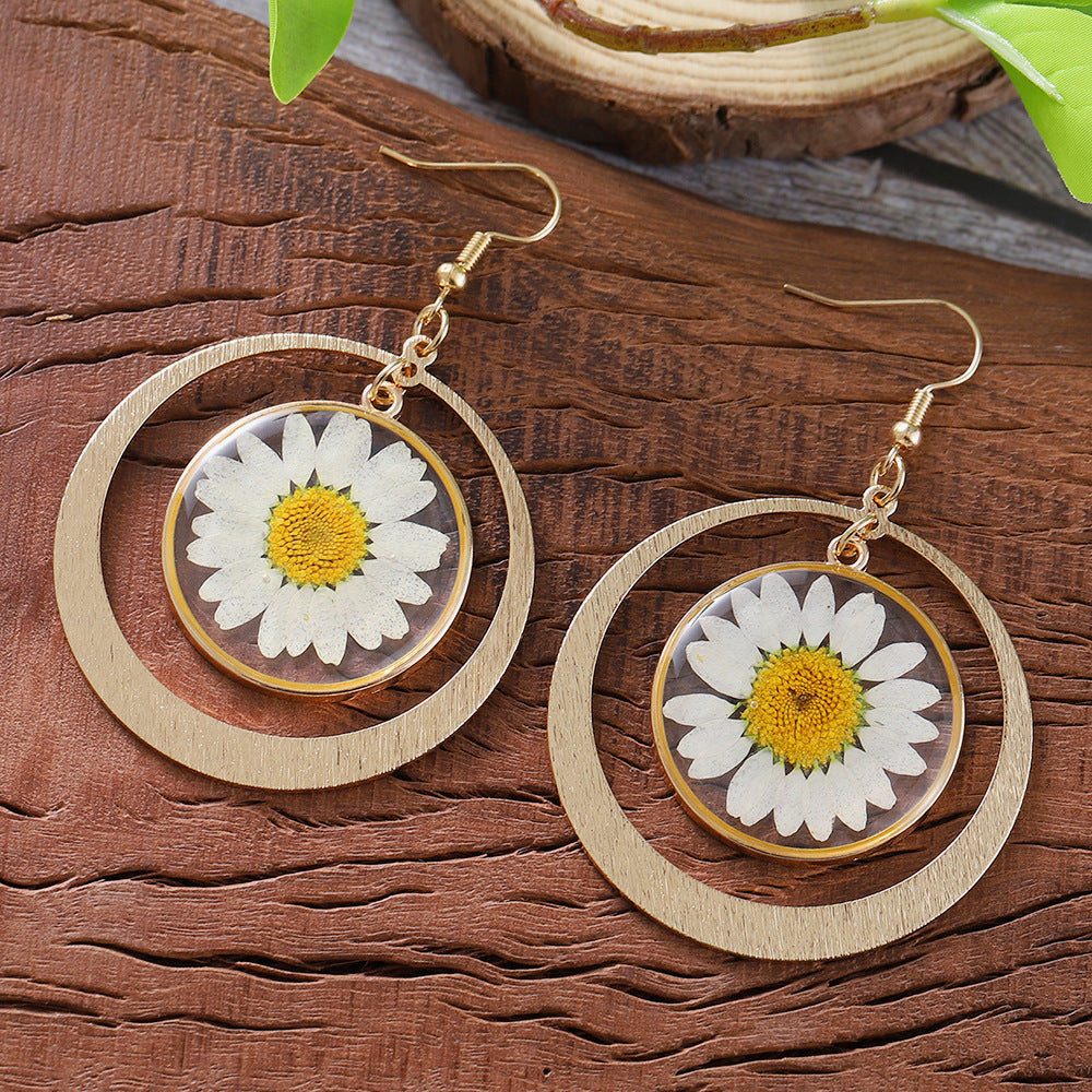 Wholesale  Resin  Dried Flower Earrings