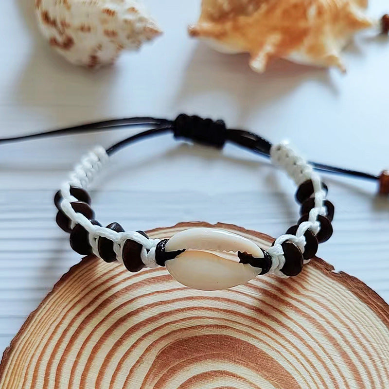 Wholesale Boho Style Handwoven Wooden Beads and Shell Bracelet Miyuki ACC-BT-Youl001