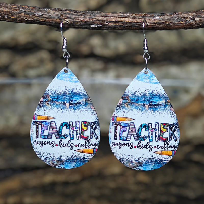 Wholesale  College Style Earrings Globe Apple Pencil Drop Earrings