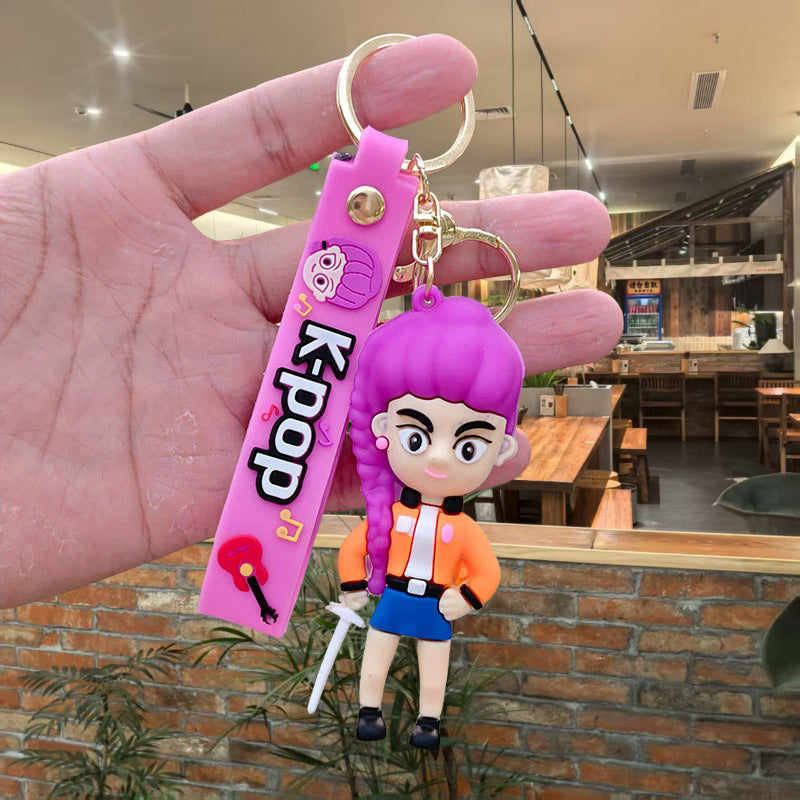 Wholesale new large K-POP Demon Hunter Girl Group PVC soft plastic  keychain