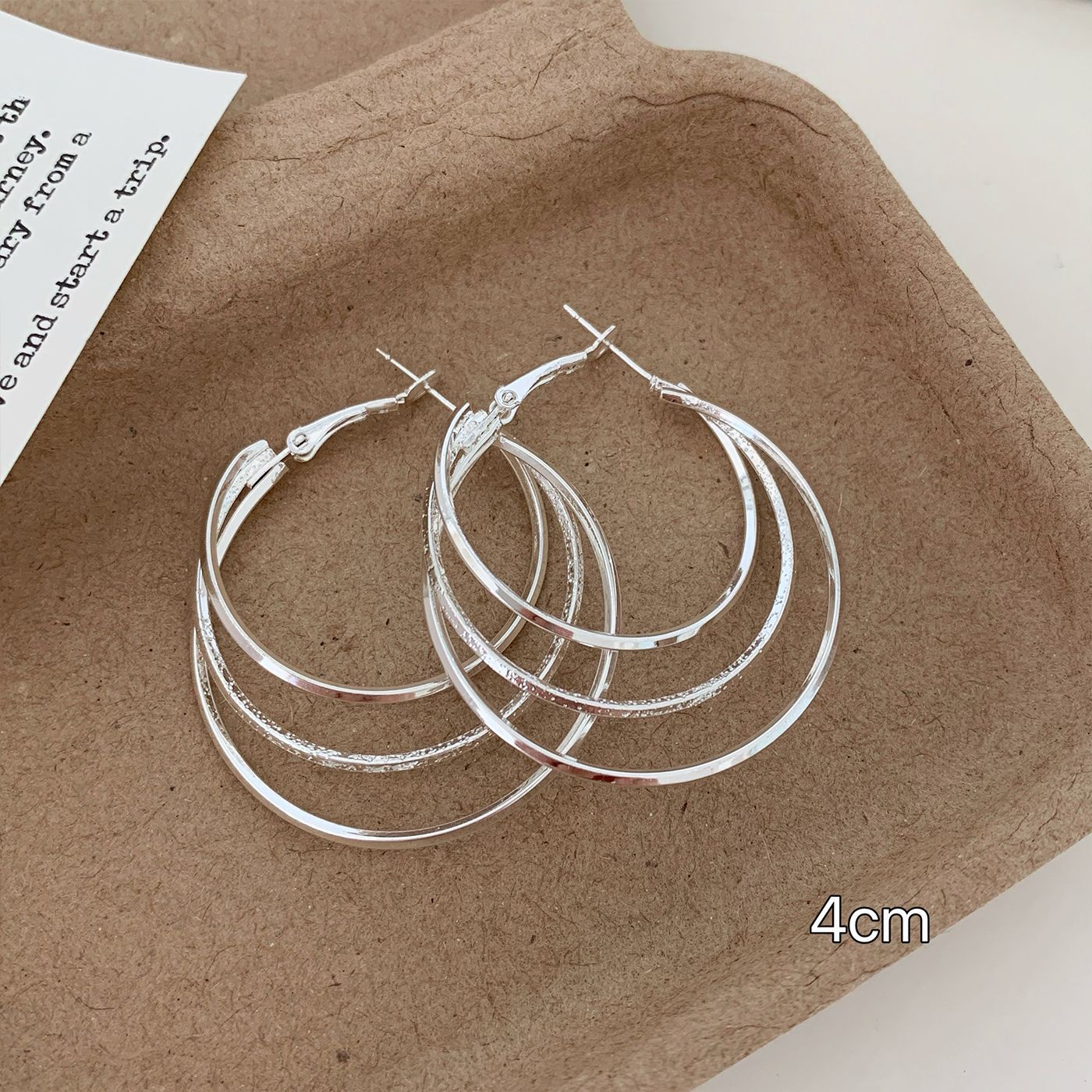 Wholesale Large earrings  suitable silver needle earrings large circle plain earrings