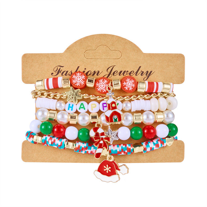 Wholesale  Snowflake Bell Colorful Beaded Bracelet