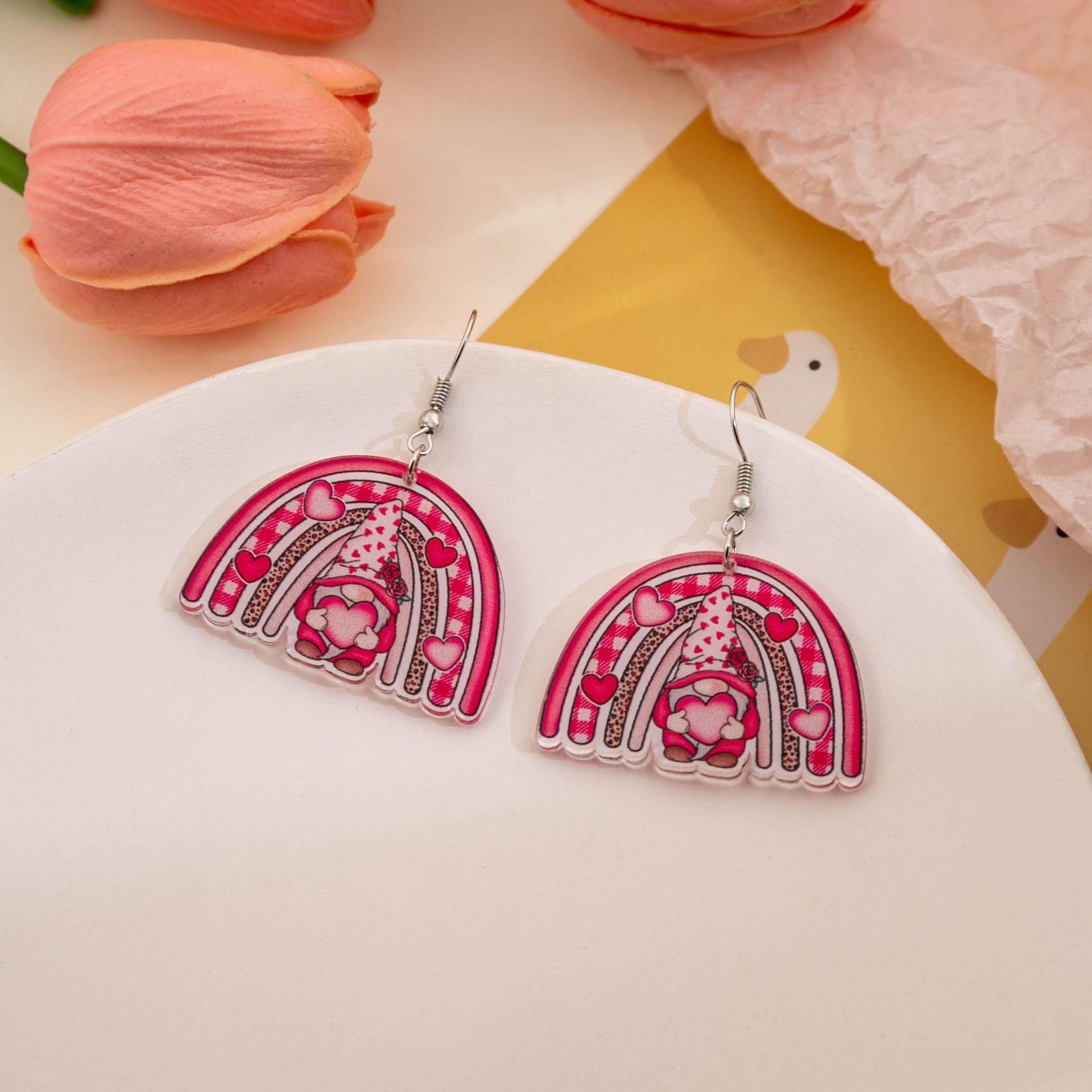 Wholesale Valentine' s Day Acrylic Heart Element Earrings