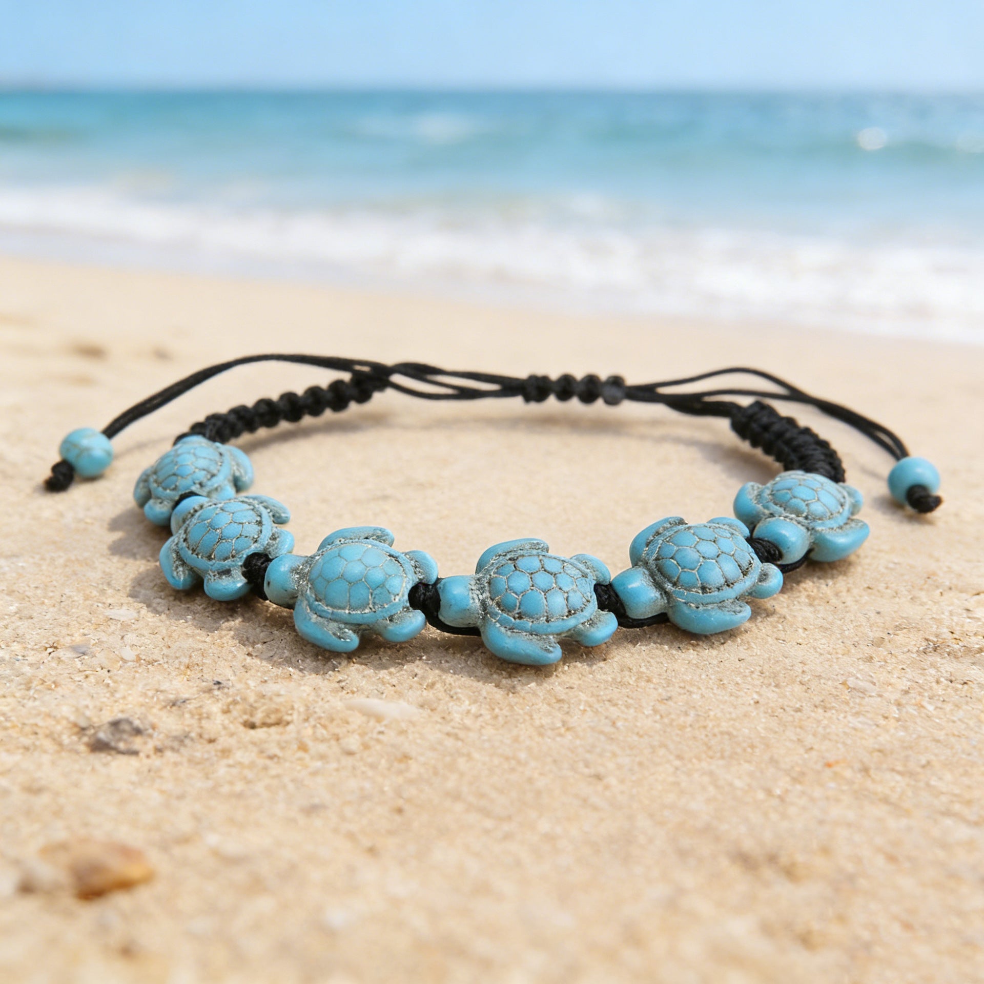 Wholesale Bohemian Style Turquoise Turtle Hand-woven Beach Bracelet