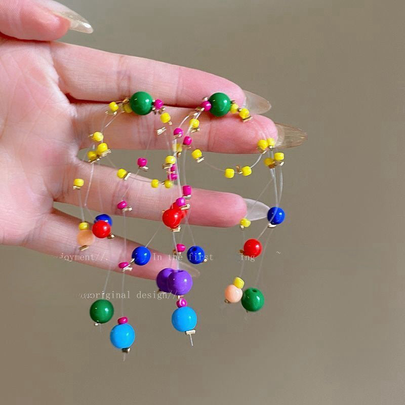 Wholesale Small Flower Tassel Beaded Earrings