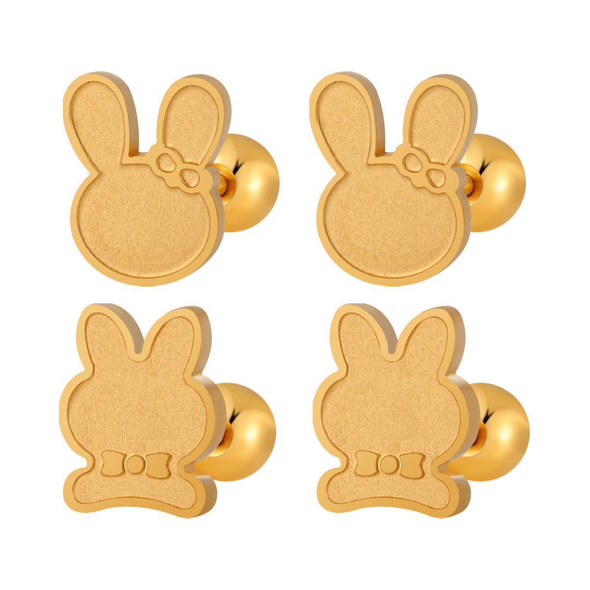 Wholesale Bow Rabbit Ear Bone Nail Personalized Twist Screw Titanium Steel Earrings