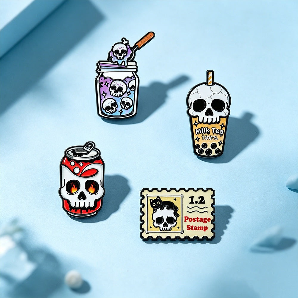 Wholesale  Skull Pumpkin Metal Pin Brooch Dark Style Decorative Jewelry Accessory For Party Gift