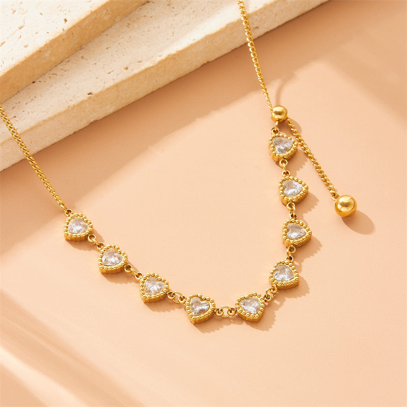 Wholesale Diamond Heart Beads Long Tassel Necklace ACC-NE-QianYue008
