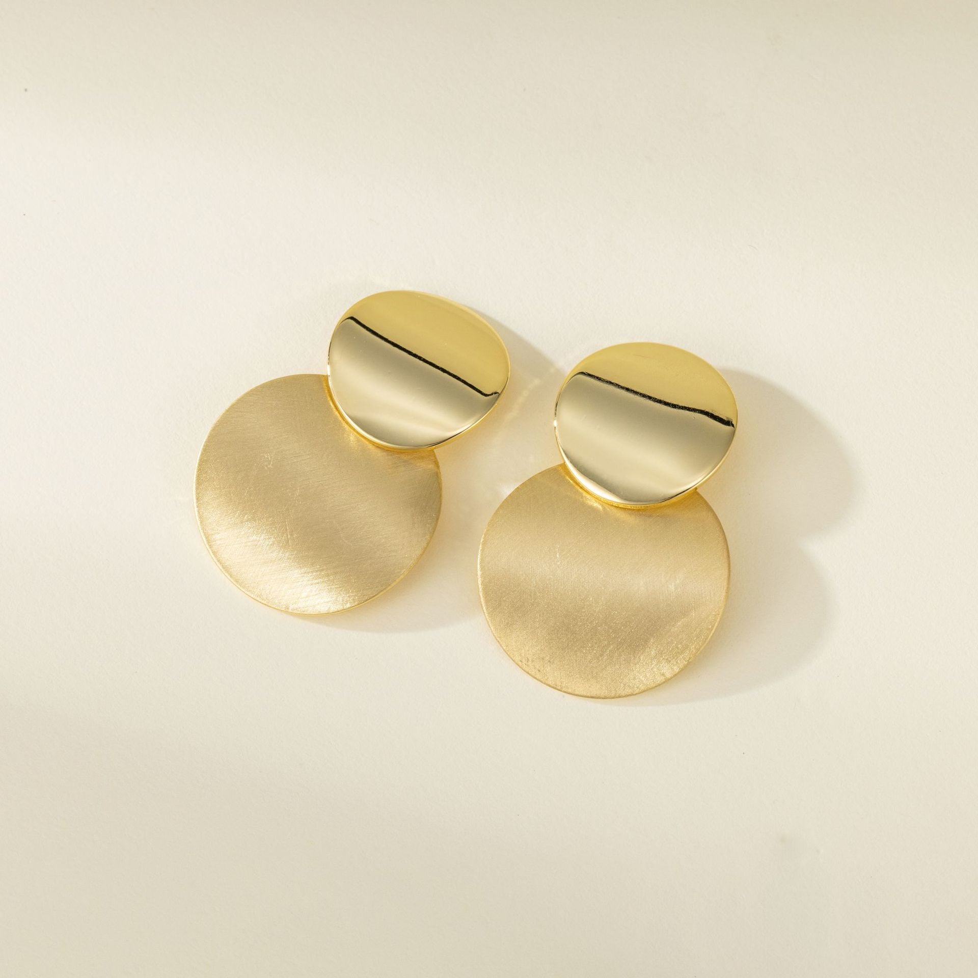 Wholesale  copper plated 18K real gold s925 silver needle brushed double color earrings