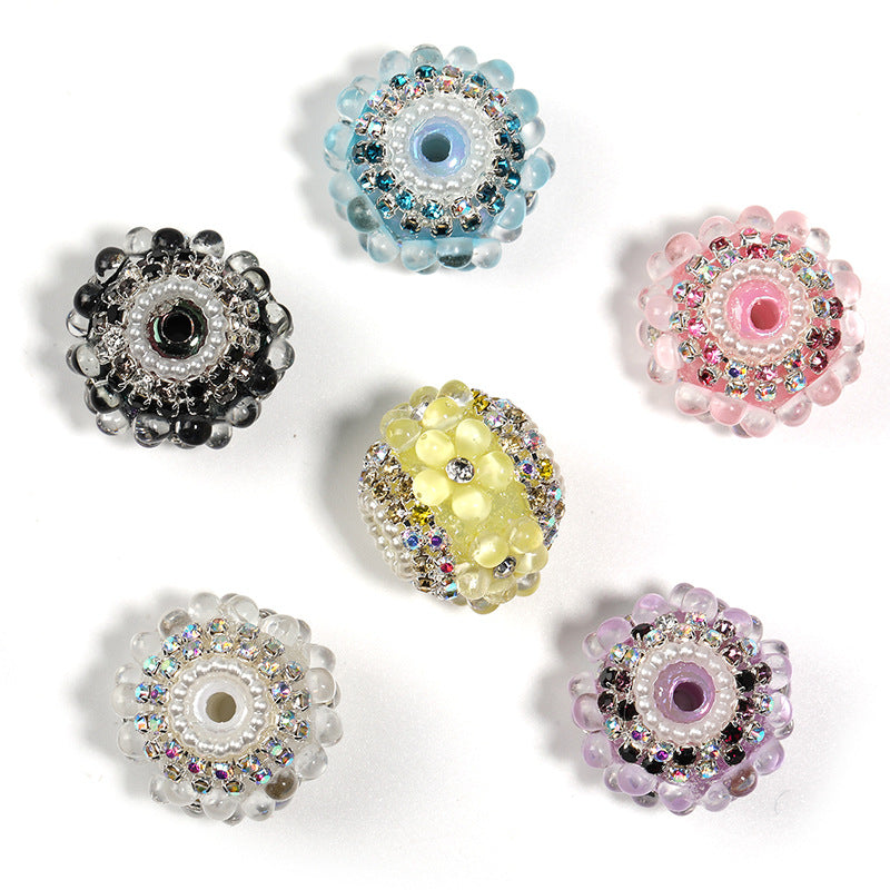 Wholesale 10pcs Diamond Five-petal Flower Rhinestone Chain Diamond Ball Beads Diy Jewelry Accessories ACC-BDS-BLG039