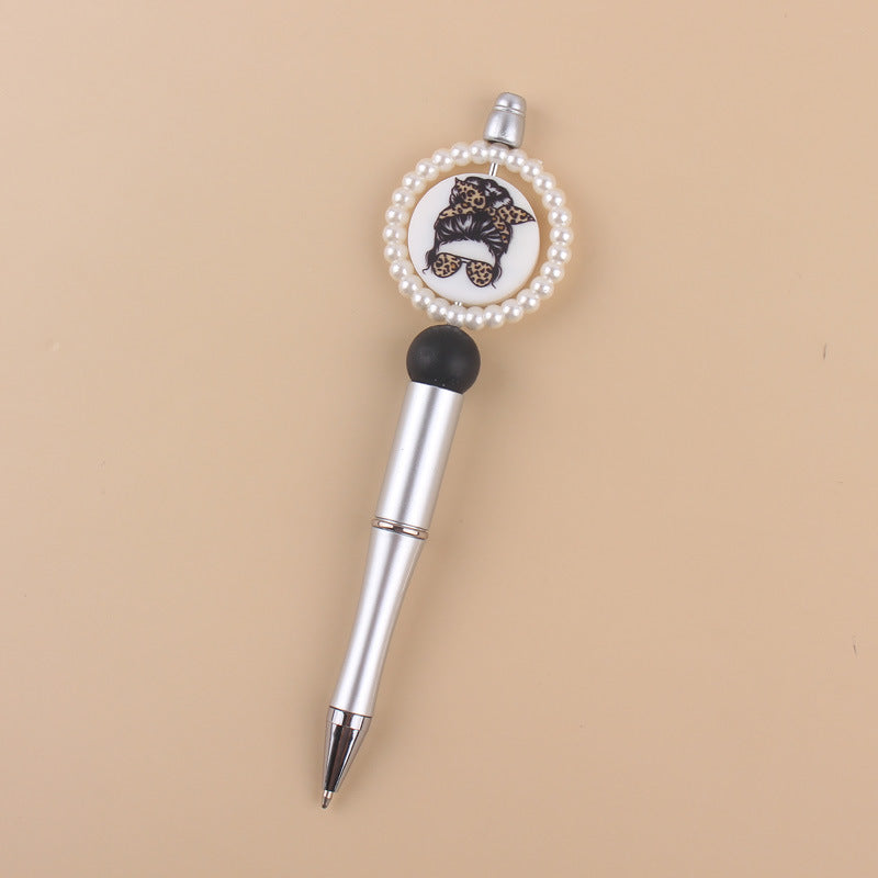 Wholesale Creative pearl ring cartoon round printing beaded pen