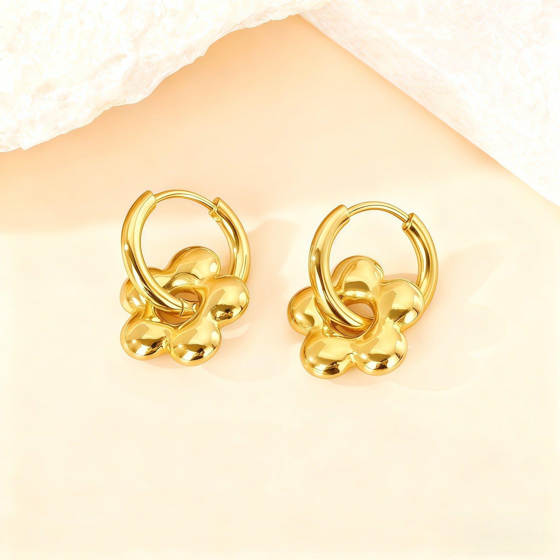 Wholesale Love Elegant Earrings Ear Buckle Titanium Steel Star Moon Geometric Earrings Light Luxury Earrings