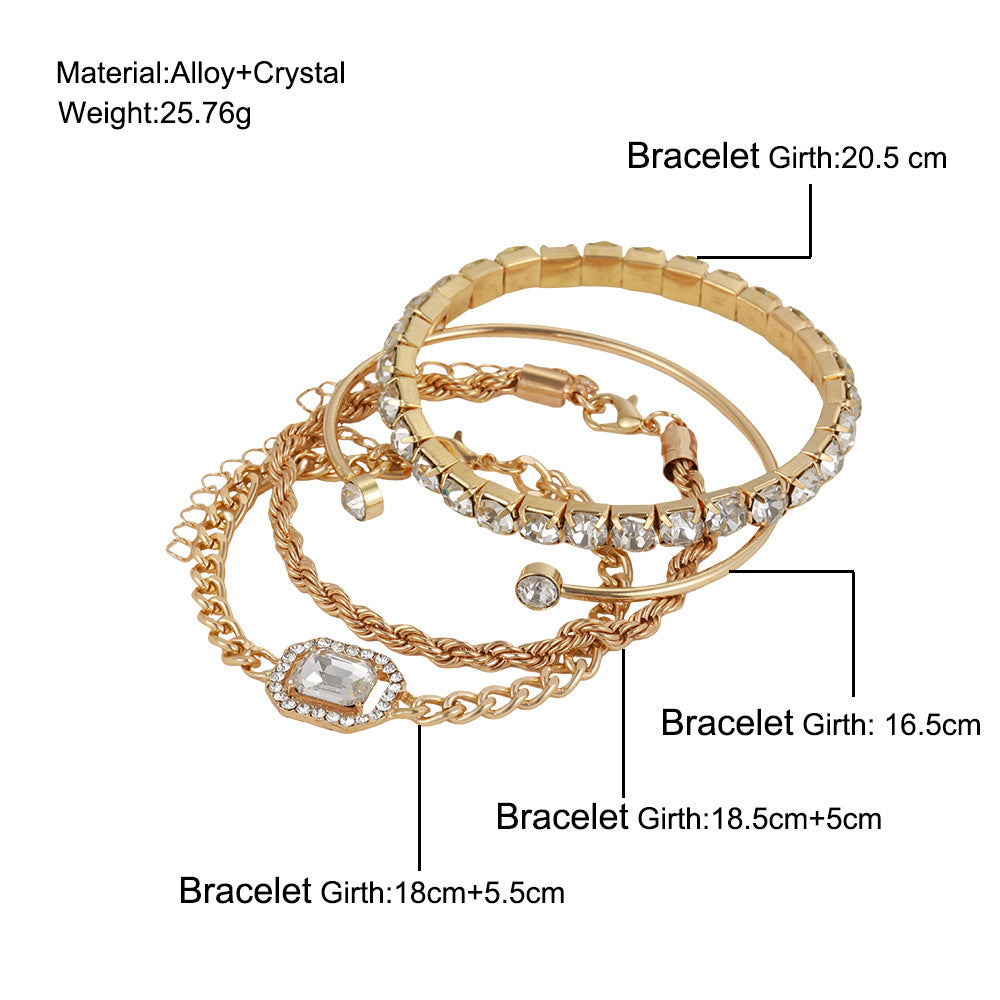 Wholesale full diamond retro jewelry 4-piece set alloy bracelet bracelet ACC-BT-Xiaoy005