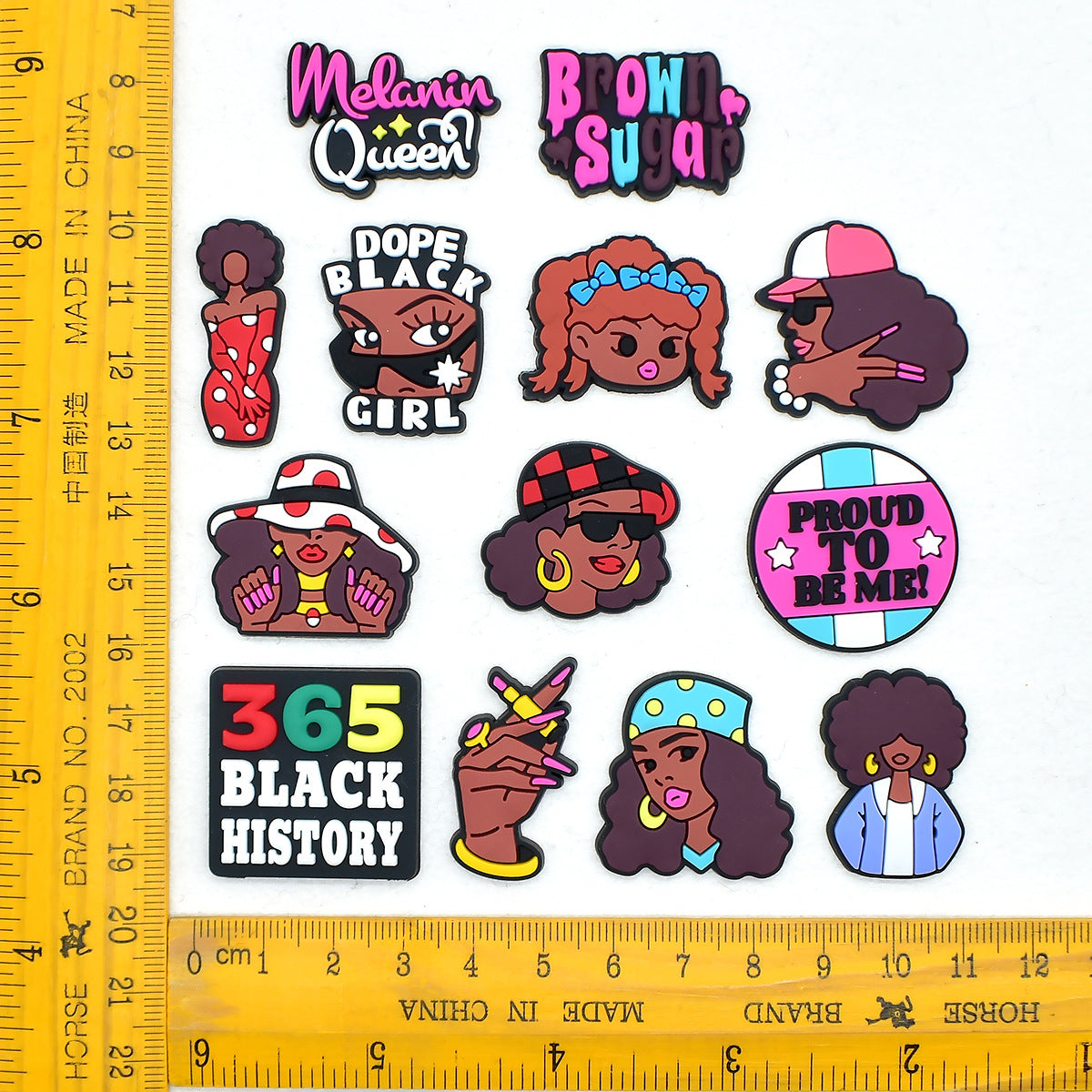 Wholesale Random 100pcs Black Girl Series  PVC Soft Rubber Shoe Buckle Decoration