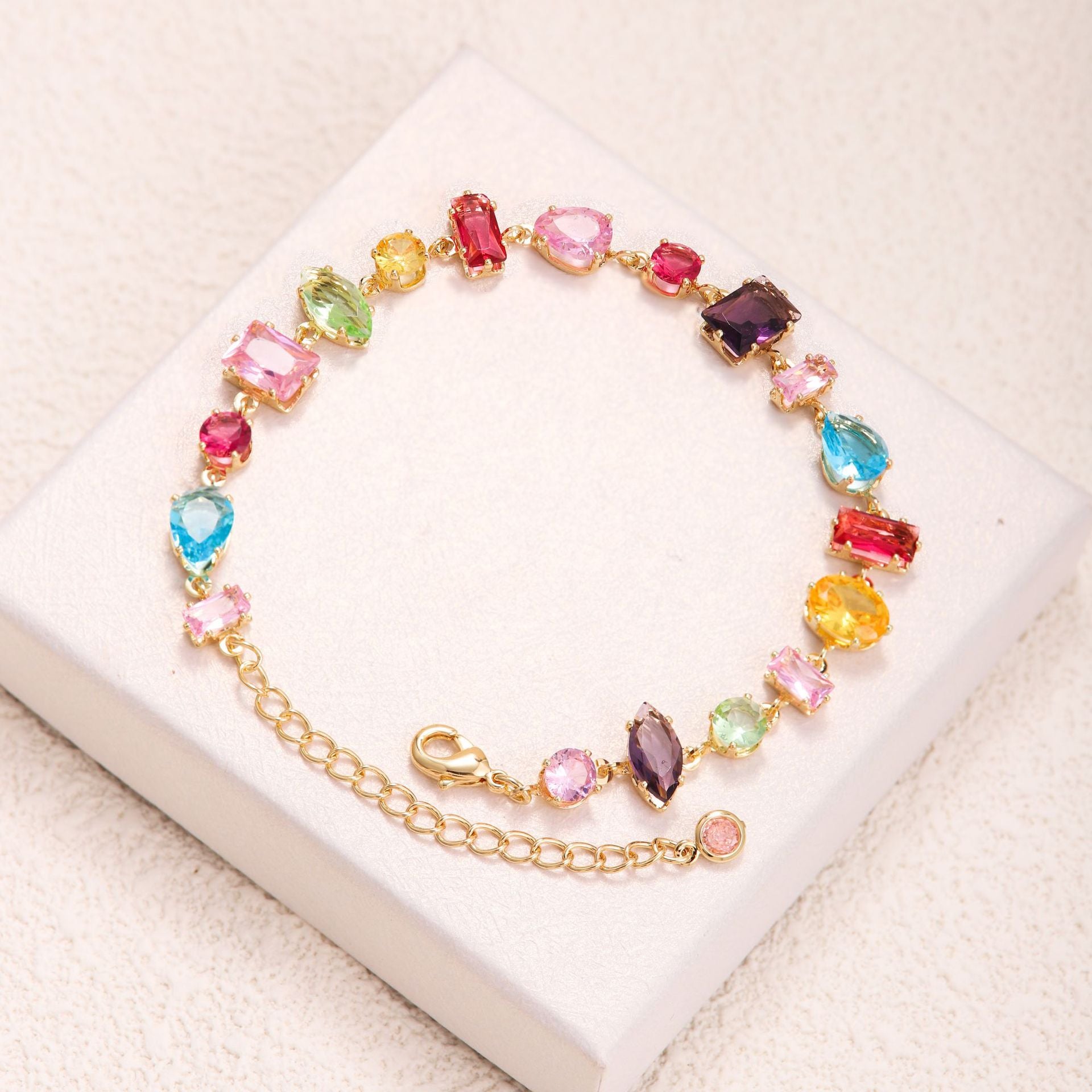 Wholesale Copper Zircon Bracelet Rainbow Geometric Design Women' s Jewelry Accessory