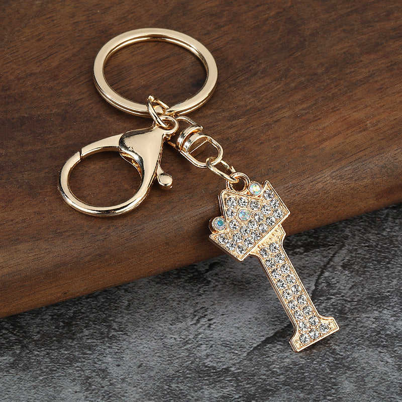 Wholesale Zinc alloy flash drill letter keychain