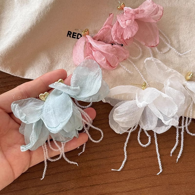 Wholesale Blue Petal Flower Earrings