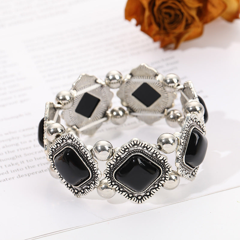 Wholesale Bohemian Ethnic Turquoise Bracelet Alloy Elastic Fashion Accessory Boutique Gift