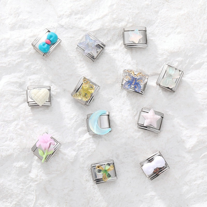 Wholesale Italian Charm Bracelet 9mm DIY Splicing Cute Cartoon Stainless Steel Composable Bracelet