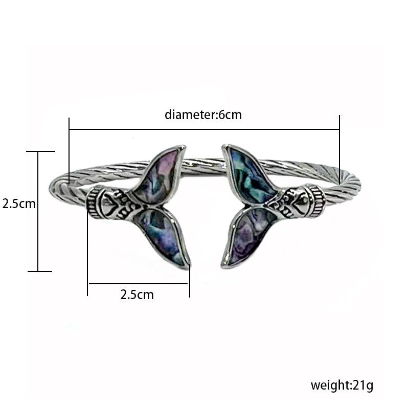 Wholesale Zinc Alloy Mermaid Open Bangle,  Blue Retro Fashion Bracelet,  Jewelry Accessory for Resale