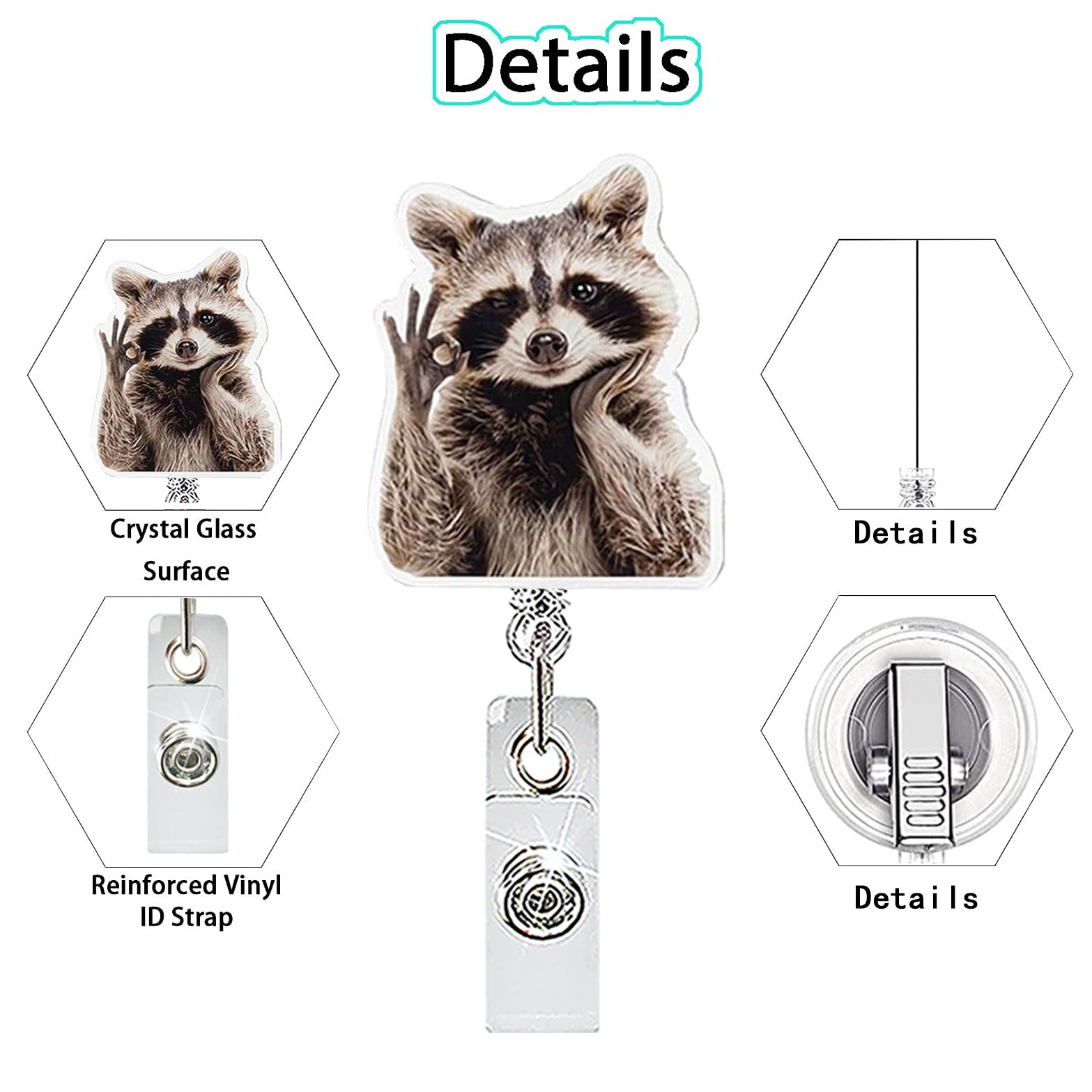 Wholesale Trendy Acrylic Animal Dog Cat Retractable Badge Reel ABS Material for ID Card Keychain Accessory