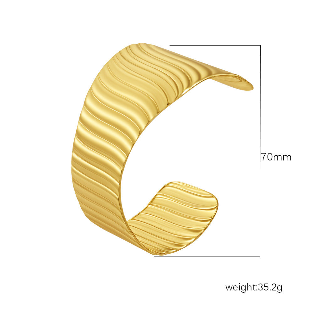Wholesale Stainless Steel Open C Shape Bangle 18K Gold Plated Fashion Jewelry for Gift Boutique Resale