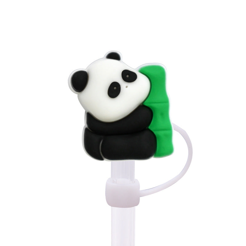 Wholesale Random 100pcs Cute Panda Straw Cover 10MM Straw Tube Cap