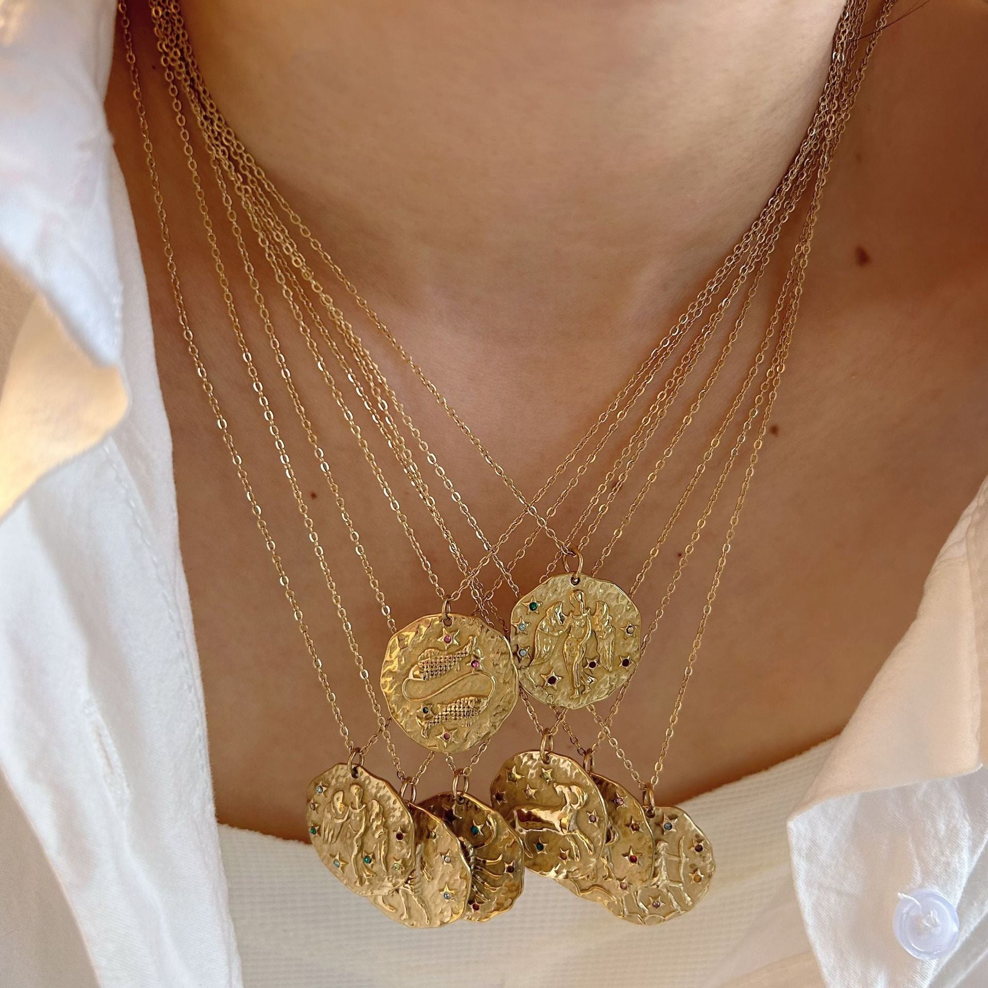 Wholesale Stainless Steel Twelve Constellations Coin Necklace