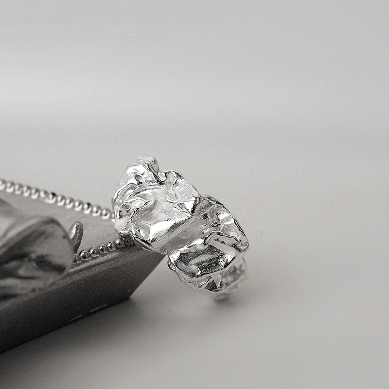 Wholesale  Pleated Texture Ring 925 Sterling Silver Open Ring