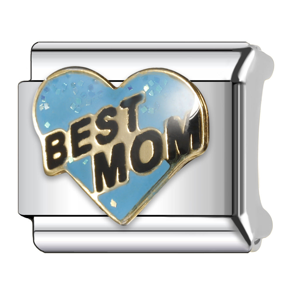 Wholesale Italian Charm Bracelet 9mm DIY Splicing English Series Stainless Steel Composable Bracelet