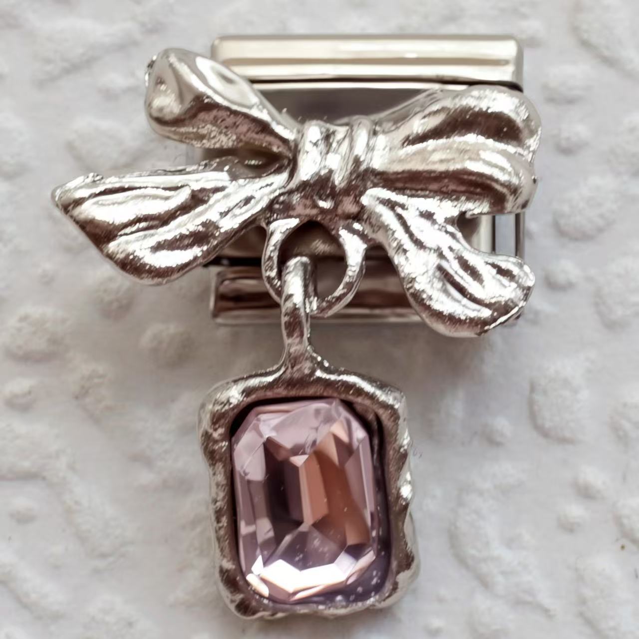 Wholesale  5pcs Italian Charm Bracelet 9mm DIY Bow  Gemstone Envelope  Creative Stainless Steel Composable Bracelet