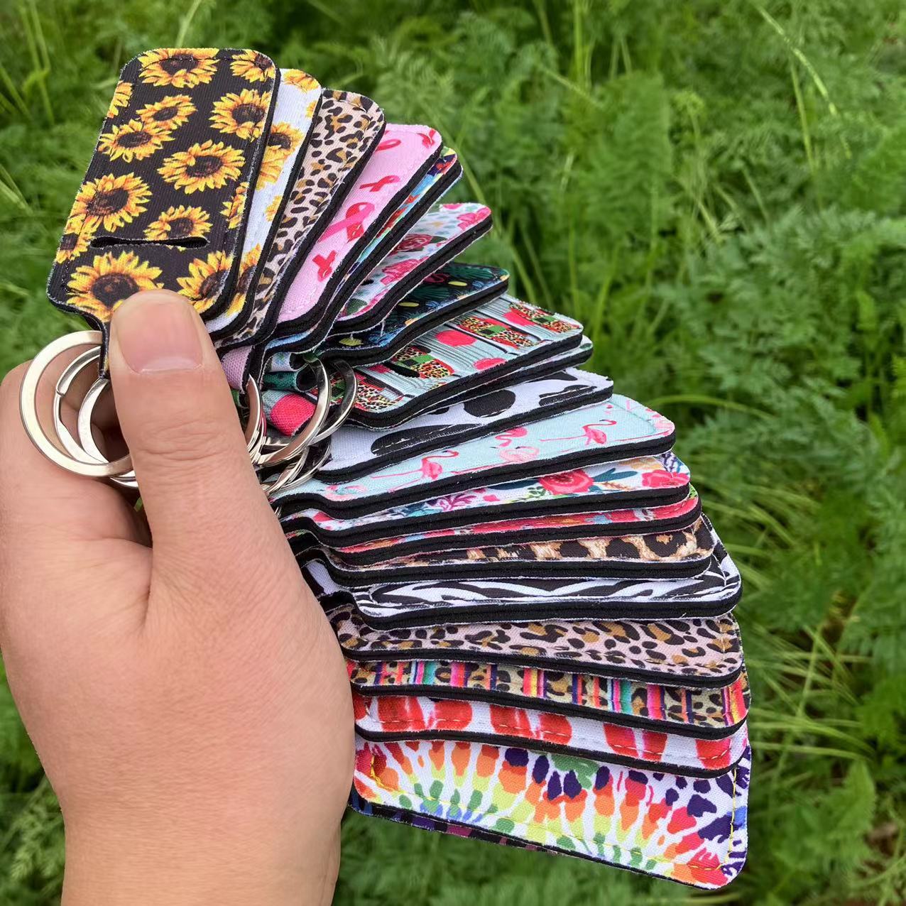 Wholesale Cotton Printed Lipstick Bag Keychain - Sunflower on Black,  Celestial Pattern,  Boutique Resale Accessory