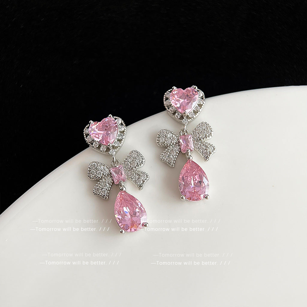 Wholesale Electroplated Colorful Gem Zircon Earrings Flower Earrings ACC-ES-Eryu009