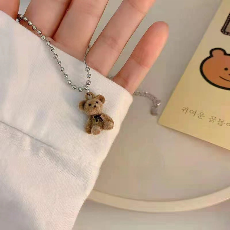 Wholesale Cute Plush Bear Pendant Winter Sweater Long Chain Cartoon Necklace
