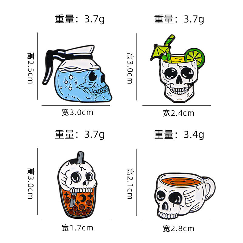 Wholesale Zinc Alloy Skull Water Bottle Brooch Pin Funny  Badge For Boutique Resale